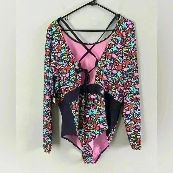 Body Glove Indigo Vivid Field Long Arm One Piece Wave Paddle Swimsuit size 3X - Picture 3 of 14